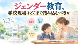ジェンダー教育と学校の中立性を象徴するアイキャッチ画像